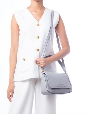 Hudson Leather Medium Shoulder Bag Mountain Grey