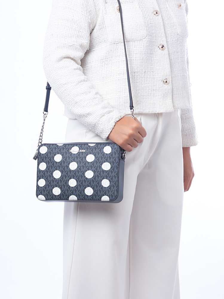 Signature Jet Set Item Large EW Dot Crossbody Navy