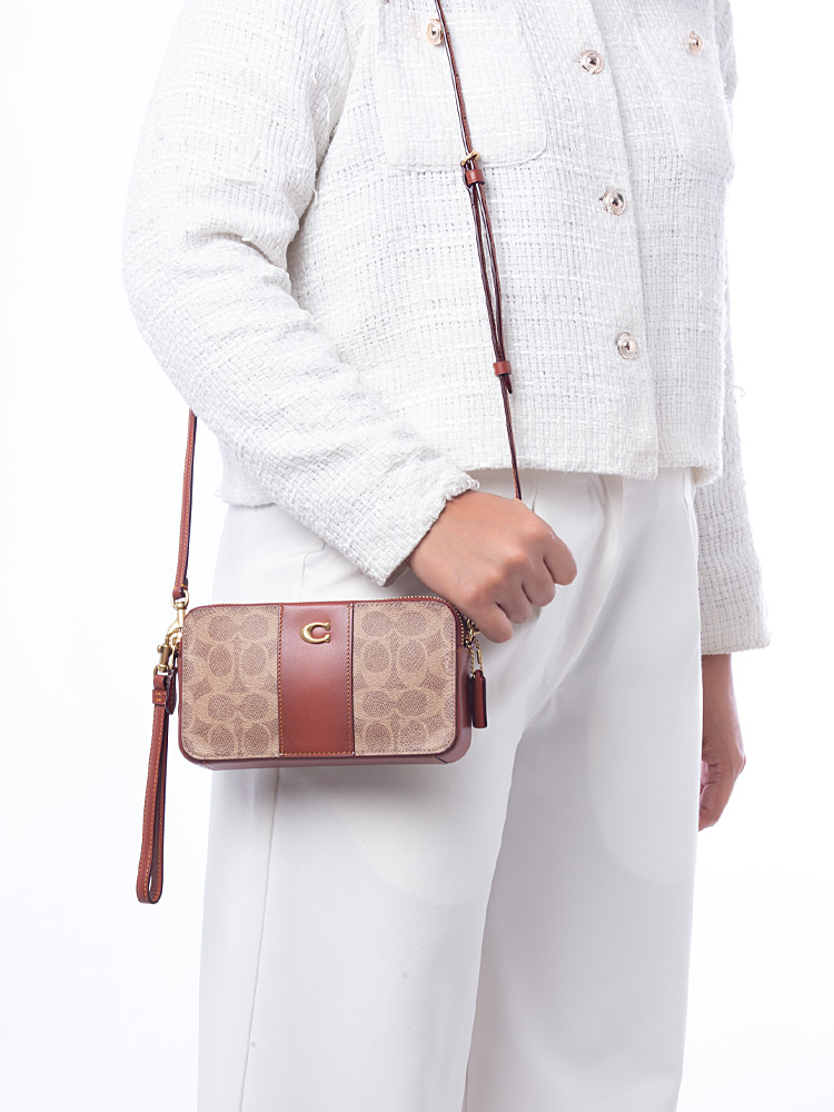 CH797 Signature Colorblock Kira Crossbody Tan Rust