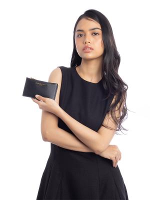 LH1NR8BQ Paris Small Bi-Fold Wallet Black Gold