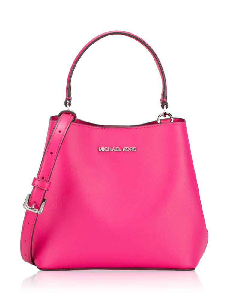 Pratt Leather Small Bucket Bag Dragonfruit