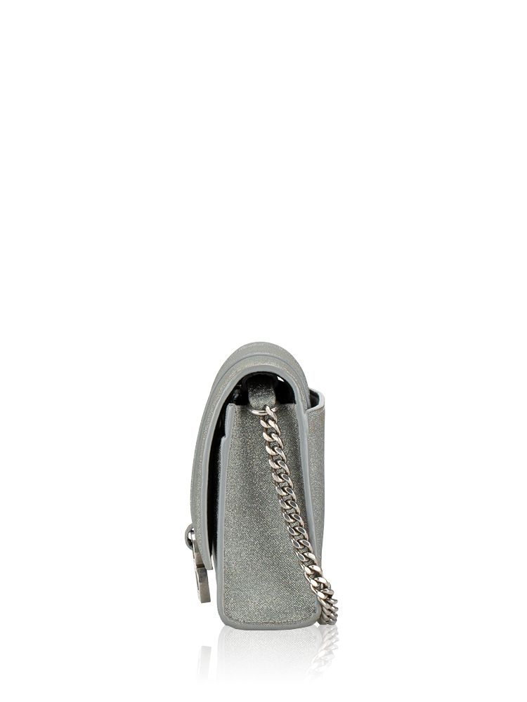 Sparkling Fabric XS Hourglass Wallet On Chain Silver