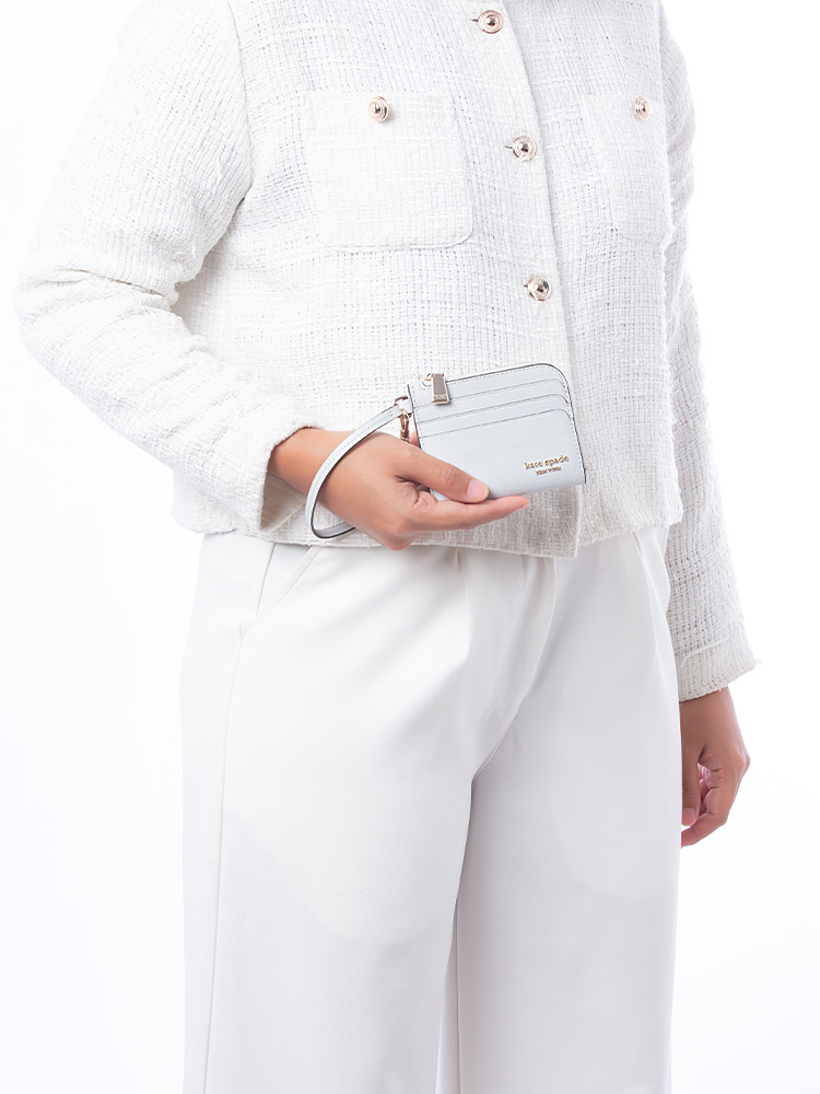 Devin Leather Card Wristlet Stone Path