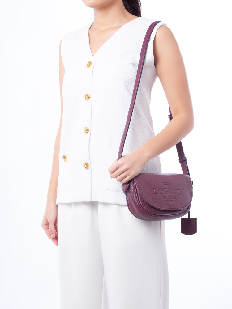 Calfskin Heritage Crossbody Maroon