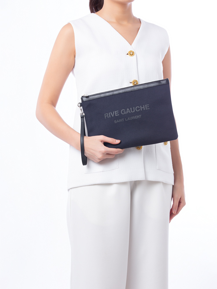 Canvas Rive Gauche Zip Pouch Navy
