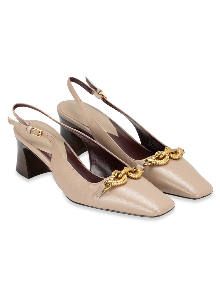 Jessa Leather 55mm Slingback Pumps Dark Elk Sz 6