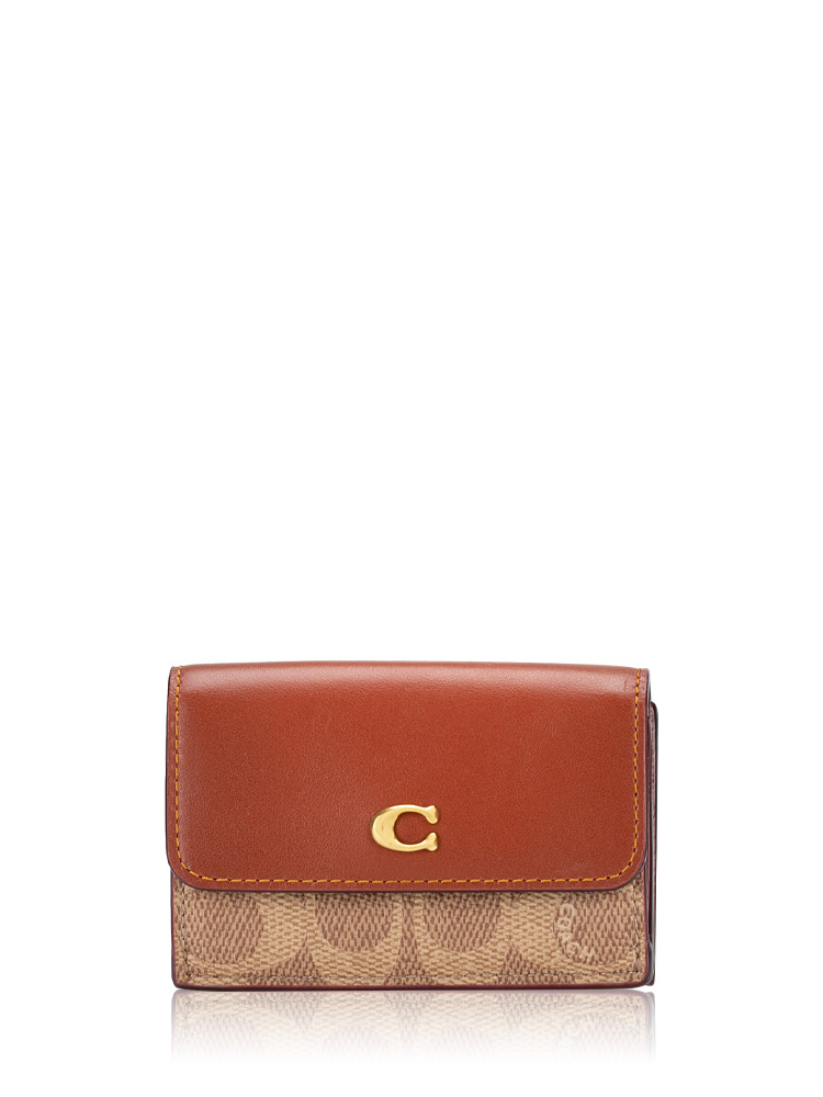 CM438 Signature Mini Trifold Wallet Tan Rust