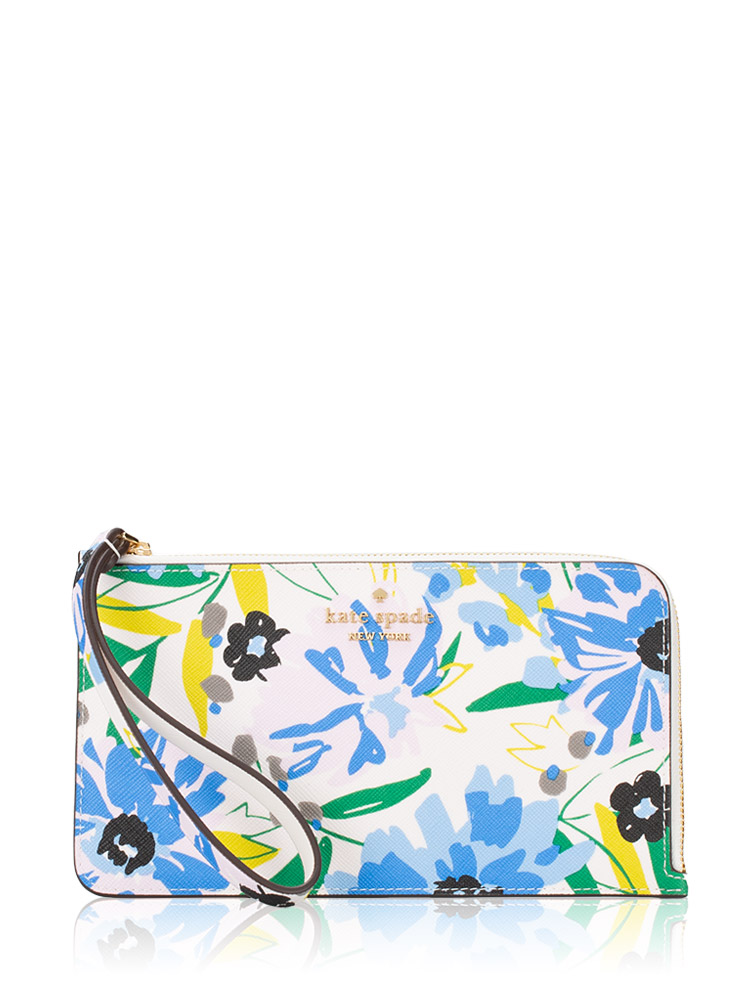 Lucy Festival Floral Medium L Zip Wristlet Cream Multi