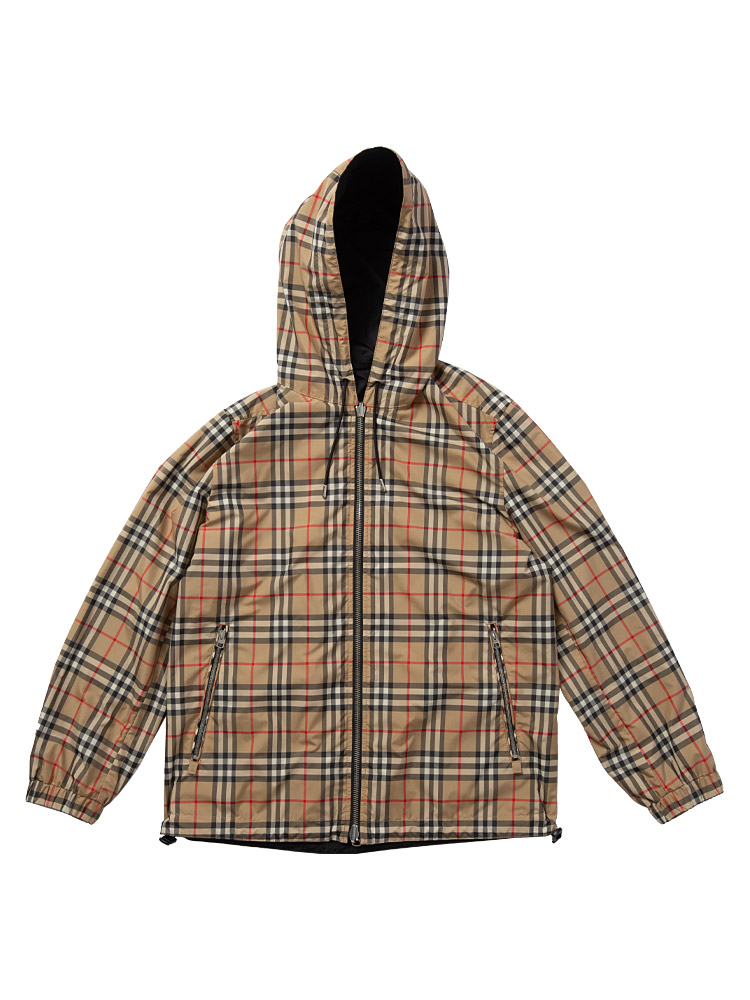 Reversible Vintage Check Jacket Beige Black Sz M