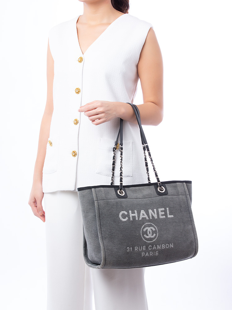 Canvas Deauville Small Tote Grey