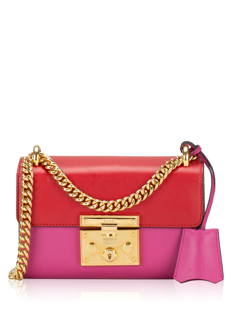 Calfskin Padlock Small Shoulder Bag New Rosette Hibiscus Red