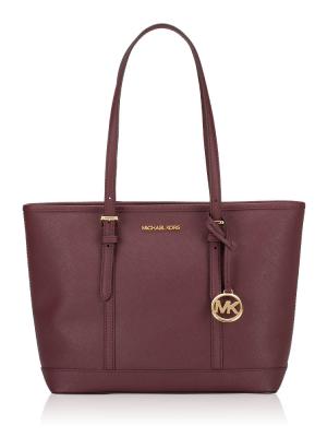Jet Set Leather Small Zip Tote Oxblood