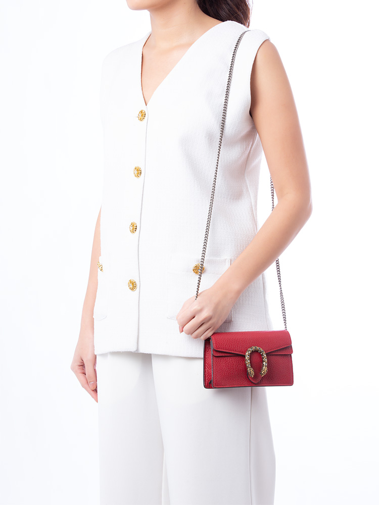 Calfskin Super Mini Dionysus Shoulder Bag Hibiscus Red