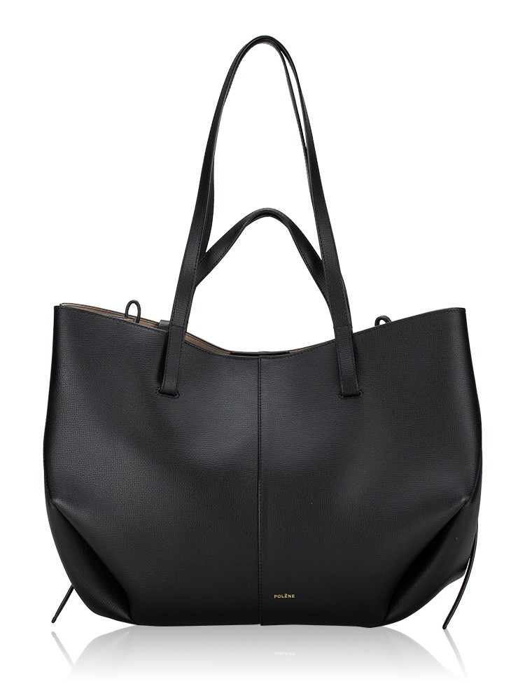 Textured Calfskin Cyme Tote Black