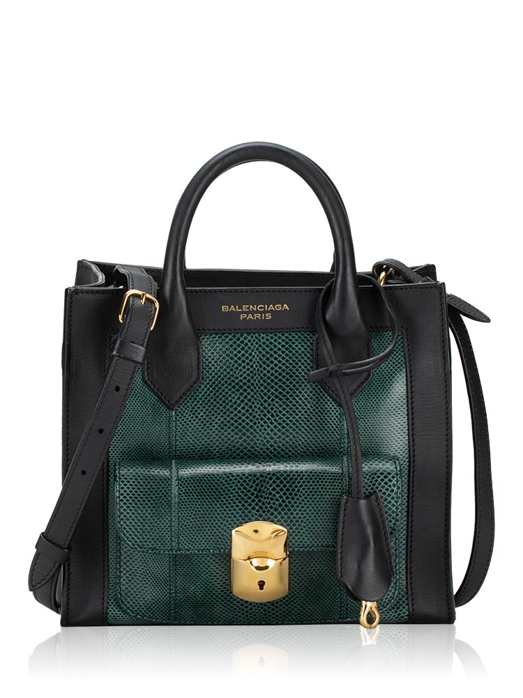Lizard Padlock Mailon Mini Tote Green Black