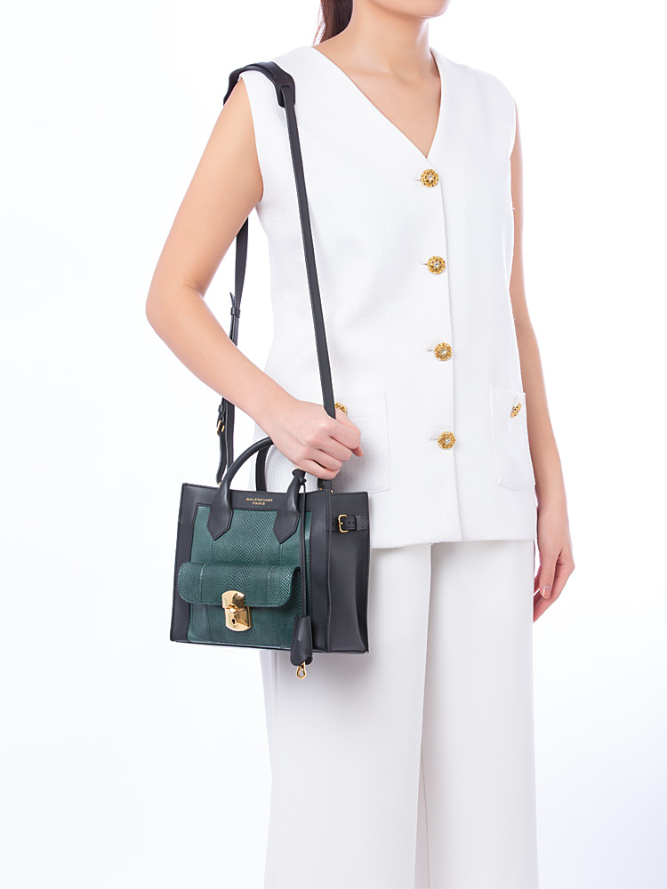 Lizard Padlock Mailon Mini Tote Green Black