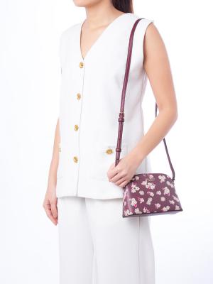 Tinsel Frosted Floral Small Dome Crossbody Deep Berry