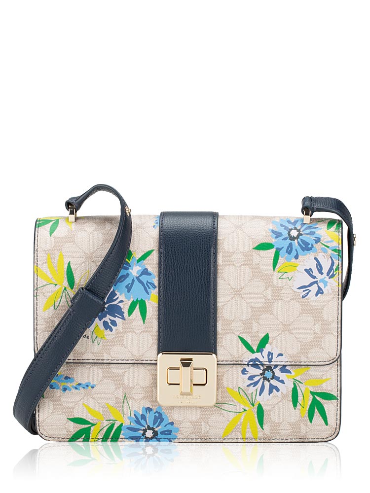 Flower Floral Small Shoulder Bag Blazer Blue