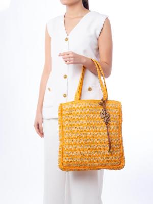 Straw Tote Bright Squash