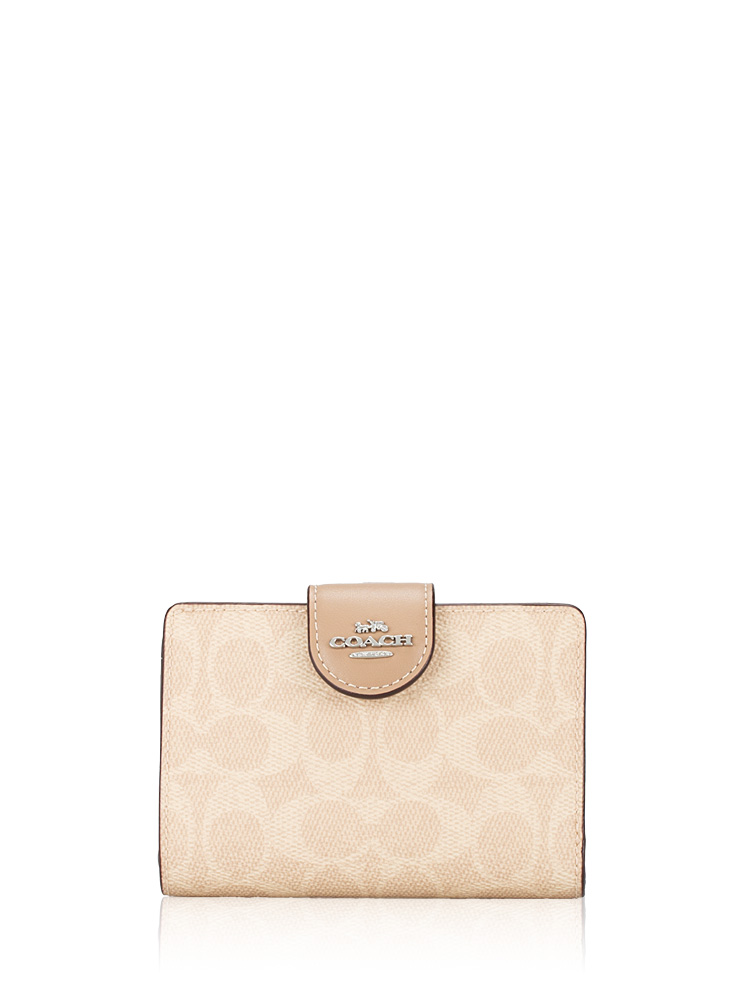 CW786 Signature Medium Corner Zip Wallet Sand Taupe