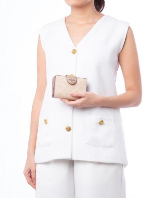 CW786 Signature Medium Corner Zip Wallet Sand Taupe