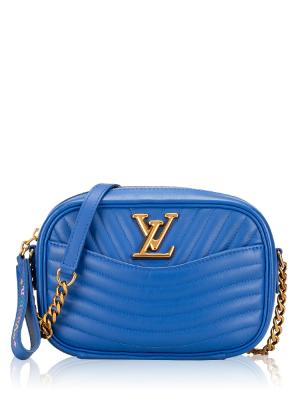 Calfskin New Wave Camera Bag Blue Neon