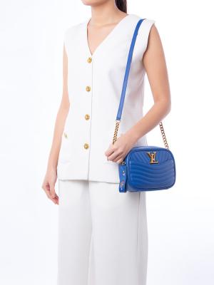 Calfskin New Wave Camera Bag Blue Neon