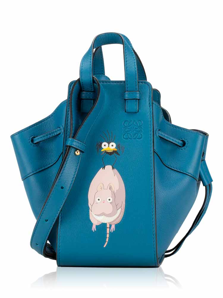 X Studio Ghibli SPIRITED AWAY Calfskin Bo Mouse Mini Hammock Lagoon Blue