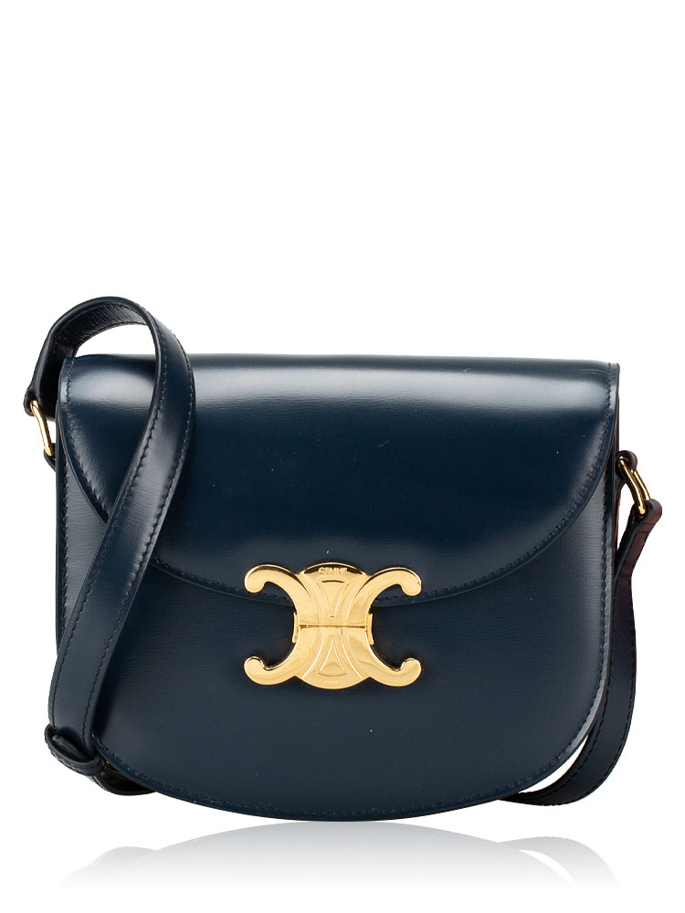 Shiny Calfskin Teen Besace Dark Blue