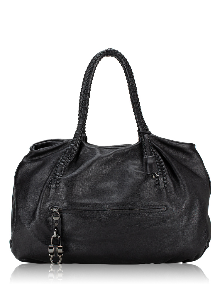 Vintage Gancini Charm Leather Tote Black