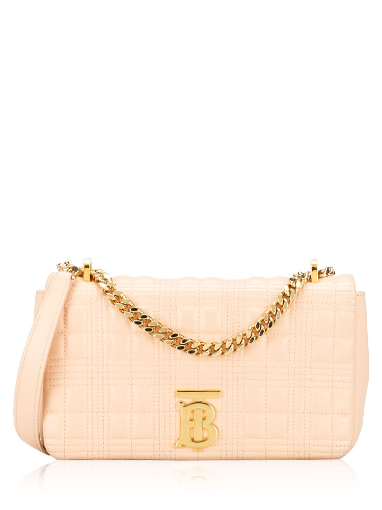 Lambskin Quilted Lola Small Shoulder Bag Peach Pink