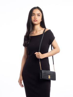 Quilted Lambskin Lola Chain Wallet Black