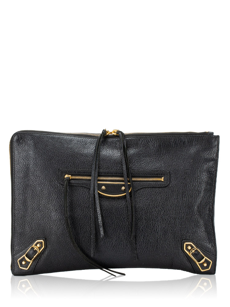 Gold Metallic Edge Pouch Black