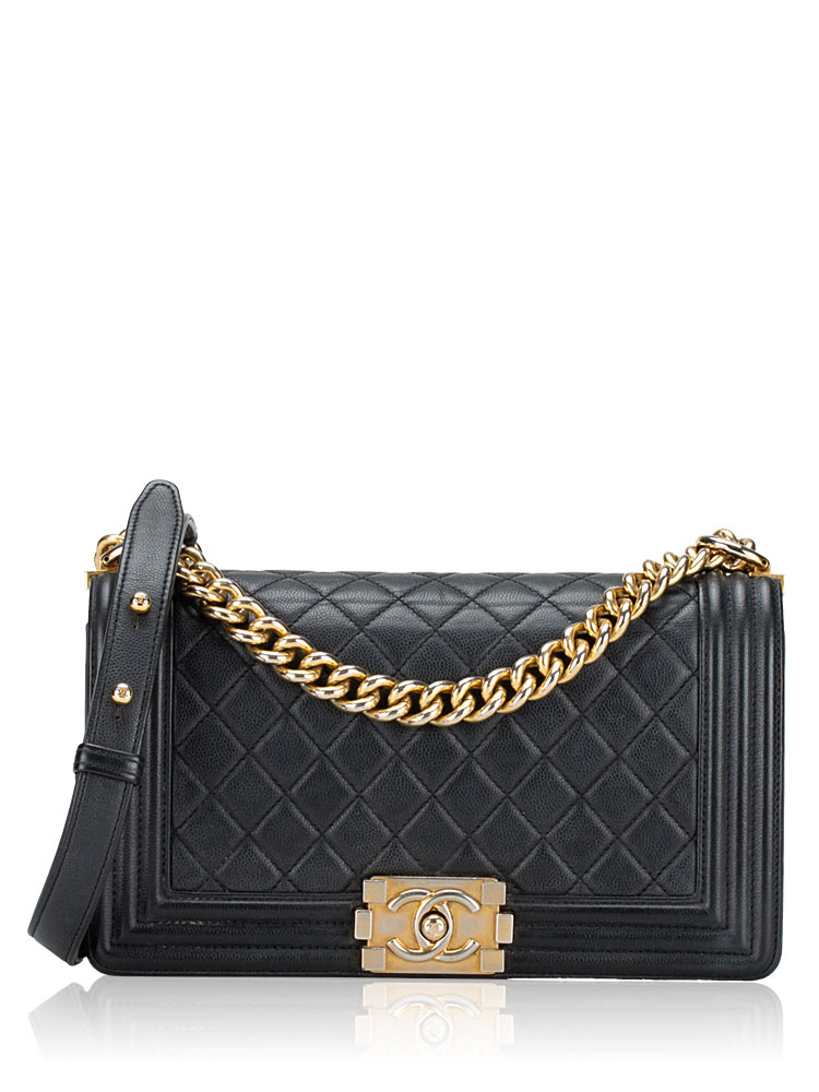 Caviar Medium Boy Flap Bag Black