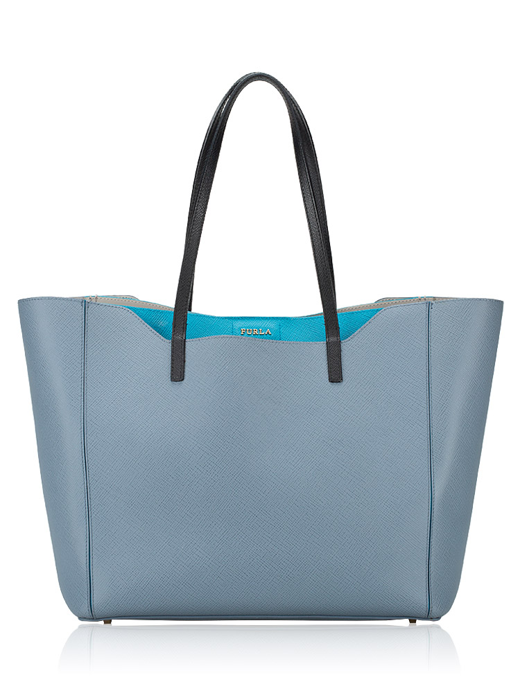 Fantasia Leather Tote Blue Grey
