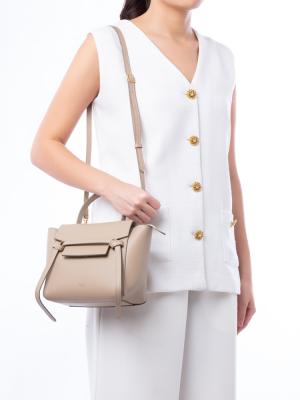Grained Calfskin Nano Belt Bag Light Taupe