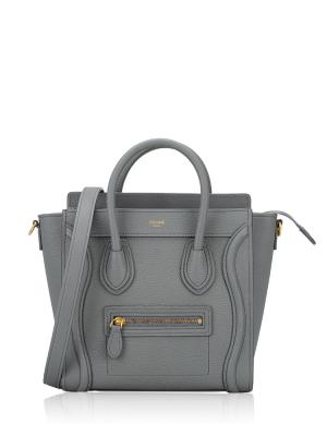 Drummed Calfskin Nano Luggage Kohl