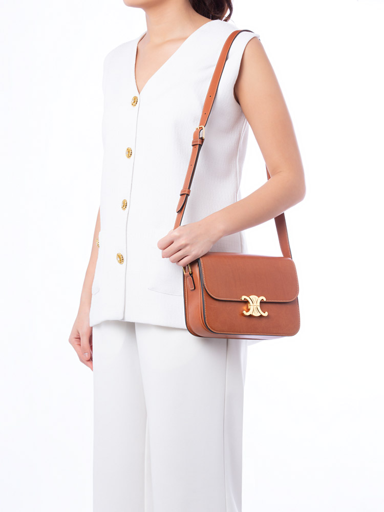 Natural Calfskin Medium Triomphe Tan