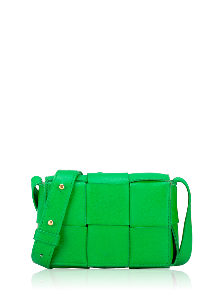 Lambskin Intrecciato Cassette Mini Crossbody Parakeet