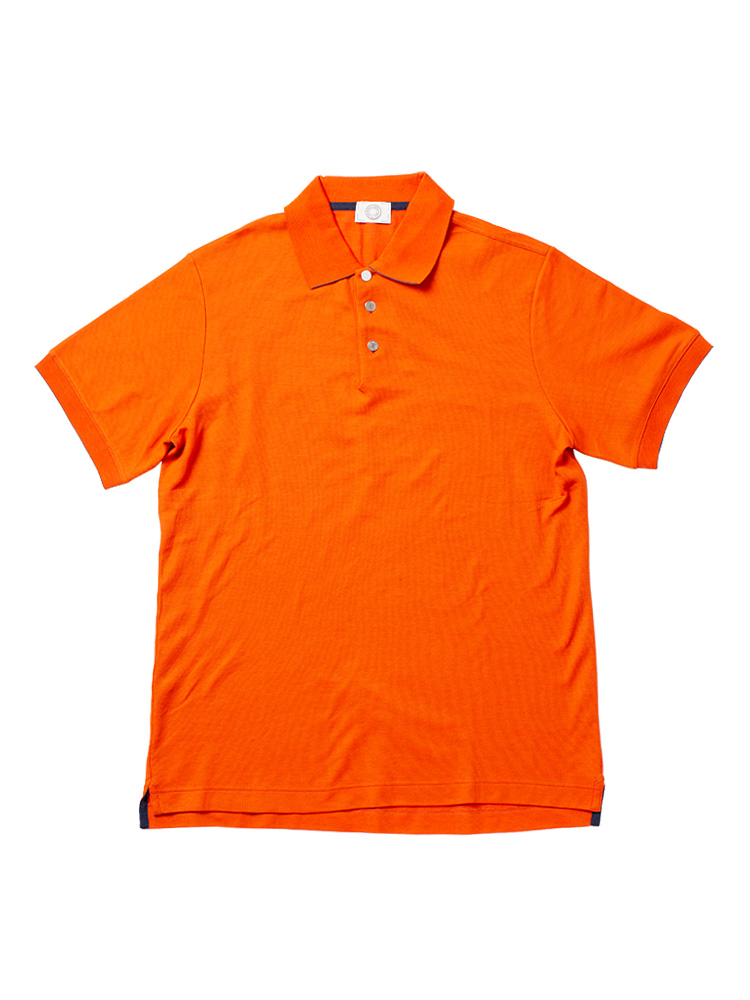 Sellier Metal Buttoned Polo Shirt Orange Sz M