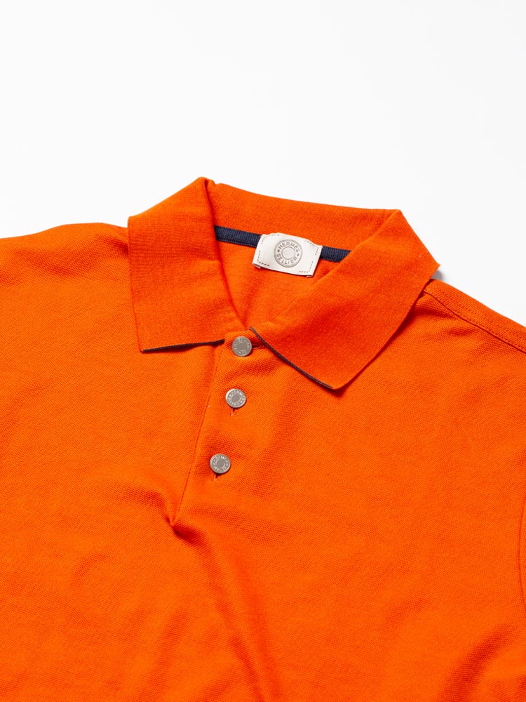 Sellier Metal Buttoned Polo Shirt Orange Sz M