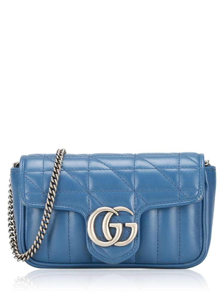 GG Marmont Matelasse Aria Super Mini Shoulder Bag Clear Blue
