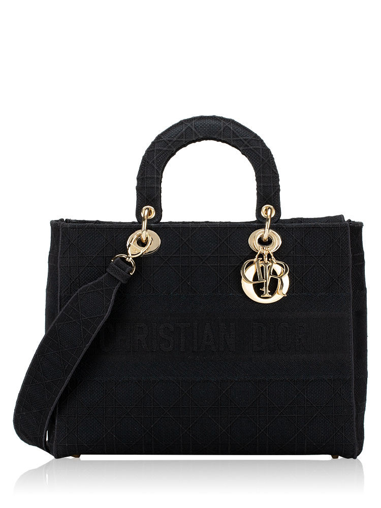 Canvas Embroidered Cannage Large Lady D-Lite Black