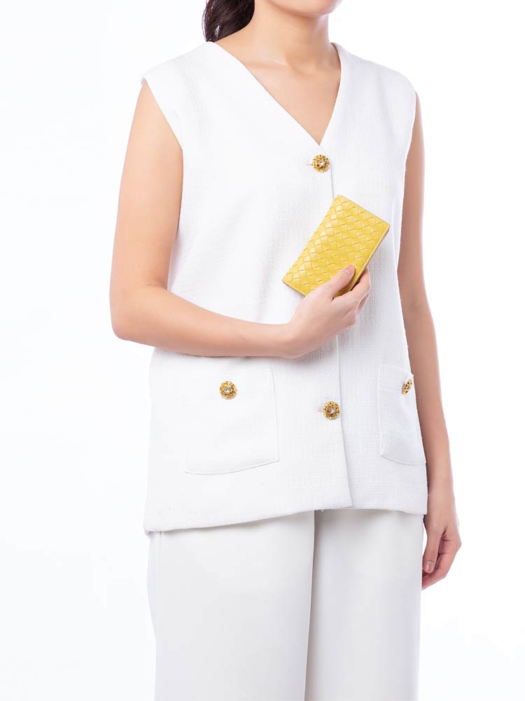 Nappa Intrecciato Flap Wallet Yellow