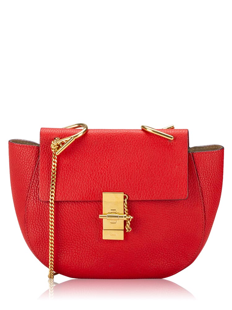 Grained Lambskin Drew Shoulder Bag Red
