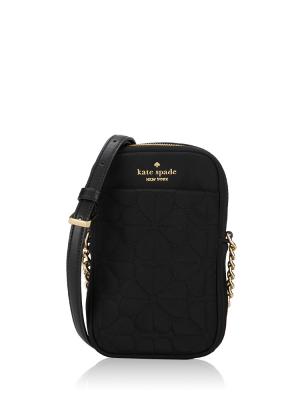 Flower Spade Quilted Phone Crossbody Black