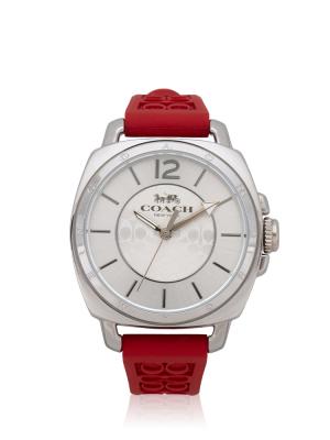 14503878 Signature Boyfriend Rubber Watch Red Silver