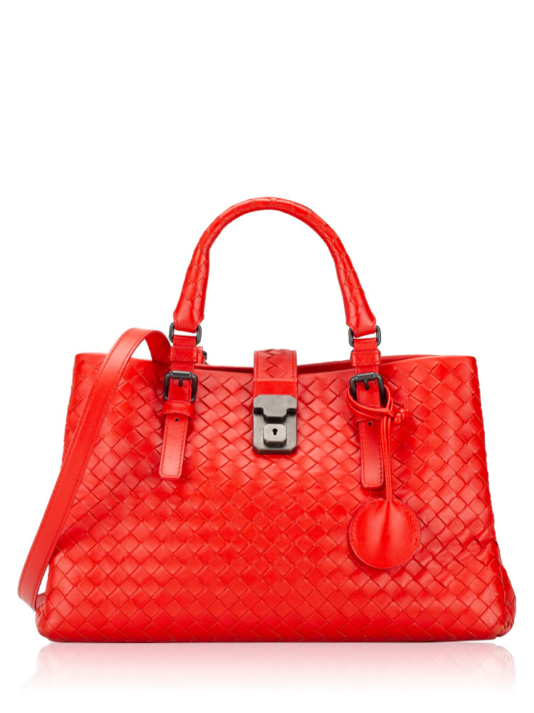 Nappa Intrecciato Roma Small Shoulder Bag Red