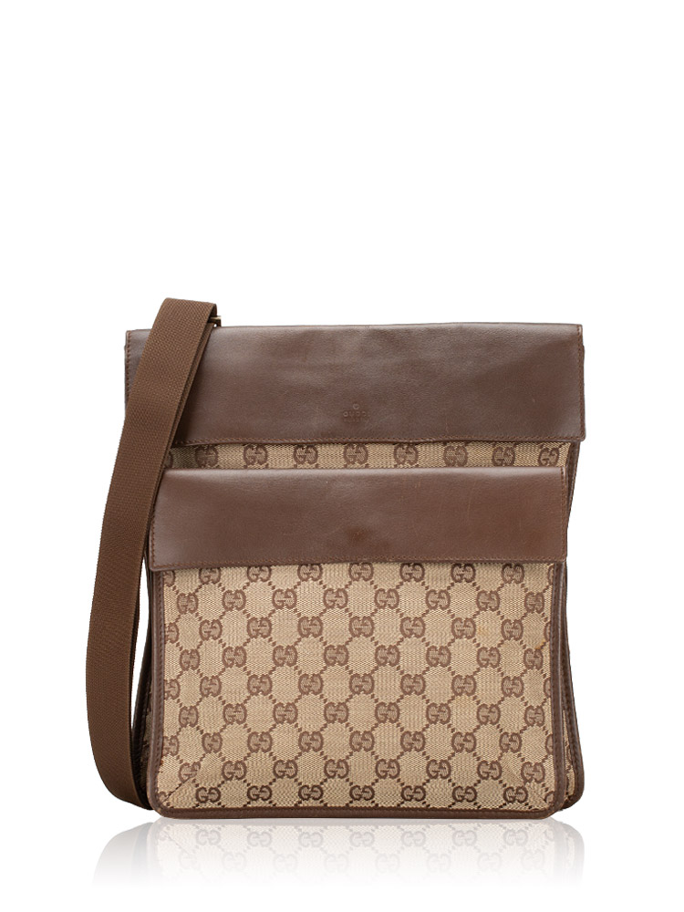 Vintage GG Canvas Messenger Beige Ebony