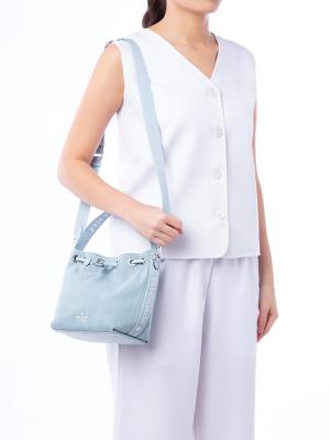 Kip Denim Small Bucket Bag Blue Multi